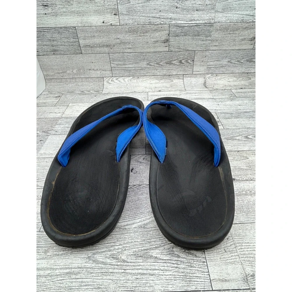 Olukai Ohana Men Flip Flops Blue Black Sandals 10110A-AH40 Size 11